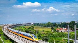 Kereta Cepat Jakarta-Bandung (KCJB) melewati uji coba. (Instagram.com/@skyscraperindonesia)
