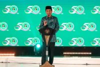 Presiden Joko Widodo (Jokowi) dalam acara puncak acara Hari Lahir (Harlah) Ke-50 PPP di Indonesia Convention Exhibition BSD, Tangerang, Banten. (Instagram.com/@dpp.ppp)