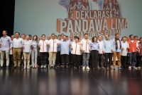 Acara deklarasi dukungan Prabowo Subianto-Gibran Rakabuming Raka oleh organisasi Pandawa Lima di Djakarta Theater, Jakarta. . (Dok. Tim Media Prabowo-Gibran)
