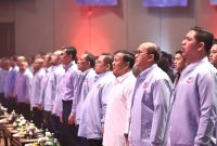 Calon presiden nomor urut dua, Prabowo Subianto di hadapan massa Relawan Pedagang Indonesia Maju (RAPIM) yang mendeklarasikan dukungan mereka untuk pasangan Prabowo-Gibran di Djakarta Theater. Dok. Tim Media Prabowo-Gibran)
