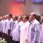 Calon presiden nomor urut dua, Prabowo Subianto di hadapan massa Relawan Pedagang Indonesia Maju (RAPIM) yang mendeklarasikan dukungan mereka untuk pasangan Prabowo-Gibran di Djakarta Theater. Dok. Tim Media Prabowo-Gibran)
