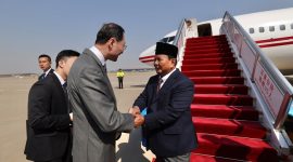 Menteri Pertahanan RI Prabowo Subianto tiba di Beijing, China untuk menemui sejumlah pejabat tinggi negara, termasuk Presiden China XI Jinping. (Dok. Tim Media Prabowo)