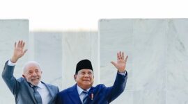 Presiden Republik Indonesia Prabowo Subianto di upacara penuh makna di halaman Istana Palácio do Planalto. (Dok. Tim Media Prabowo)