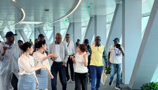 Photo shows African youth media representatives visiting the Daze Lake International Talent Community in Wangcheng District of Changsha City, central China's Hunan Province.